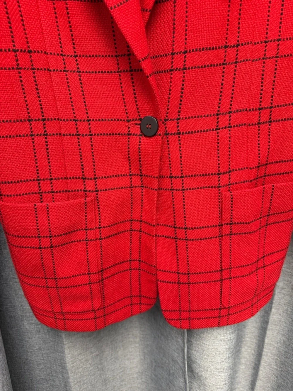 Christian Dior Red Plaid Single-Button Blazer